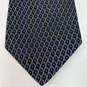 GIORGIO ARMANI Mens 100% Silk Necktie ITALY Designer Geometric Blue 58 in repp